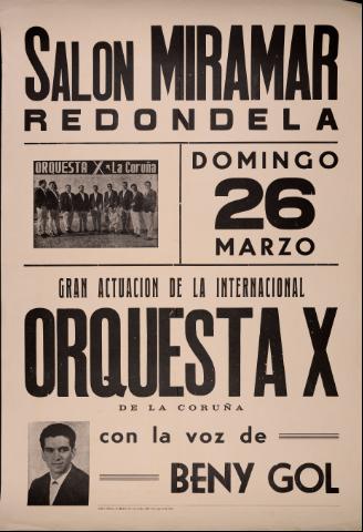 Salón Miramar Redondela : domingo 26 marzo gran... (Publicación: 1967)