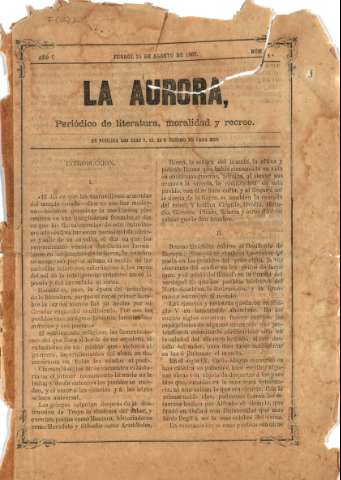 La aurora : periódico de literatura, moralidad... (1867-1868)