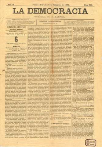 La democracia : periódico de la mañana (Publicación: 1885-1896)