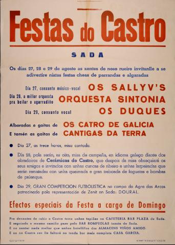 Festas do Castro, Sada : os días 27, 28 e 29 de... (Publicación: 1971)